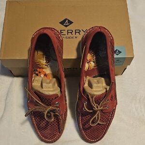 Sperry Burgundy Perforated Boat Shoes